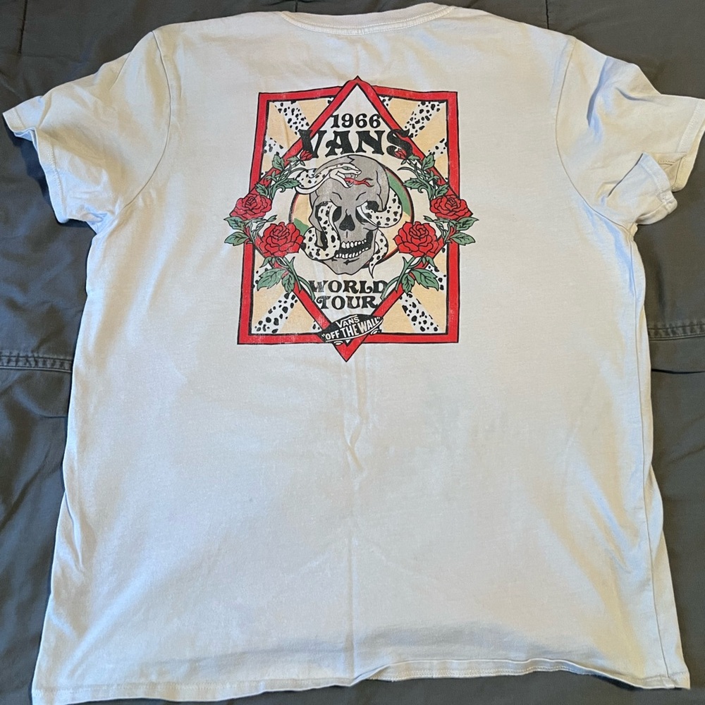 VANS T-Shirt with Skull and Roses Women Skate Punk Emo Spots